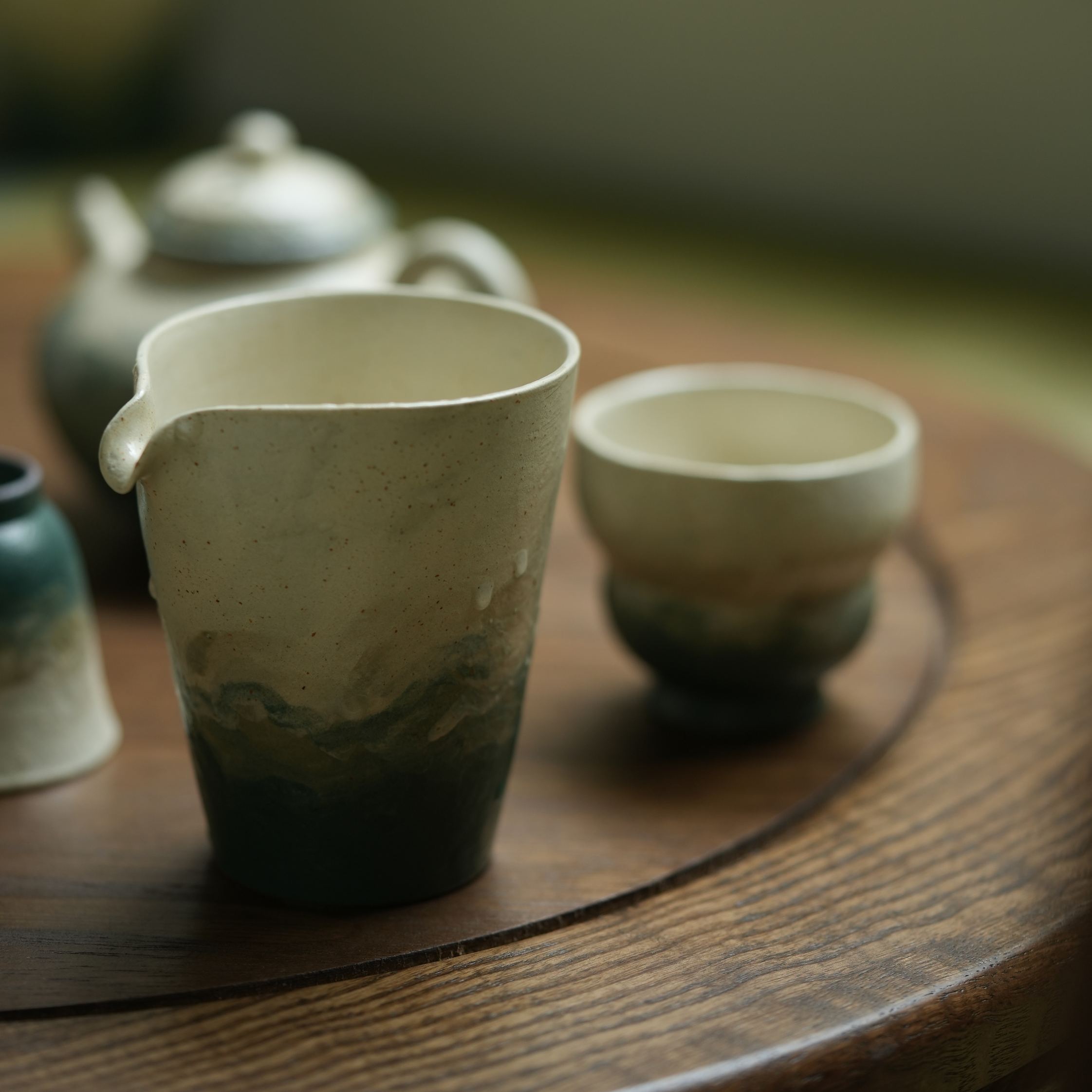 "Lake Veil" - Hand-Thrown Jingdezhen Stoneware Conical Fair Cup