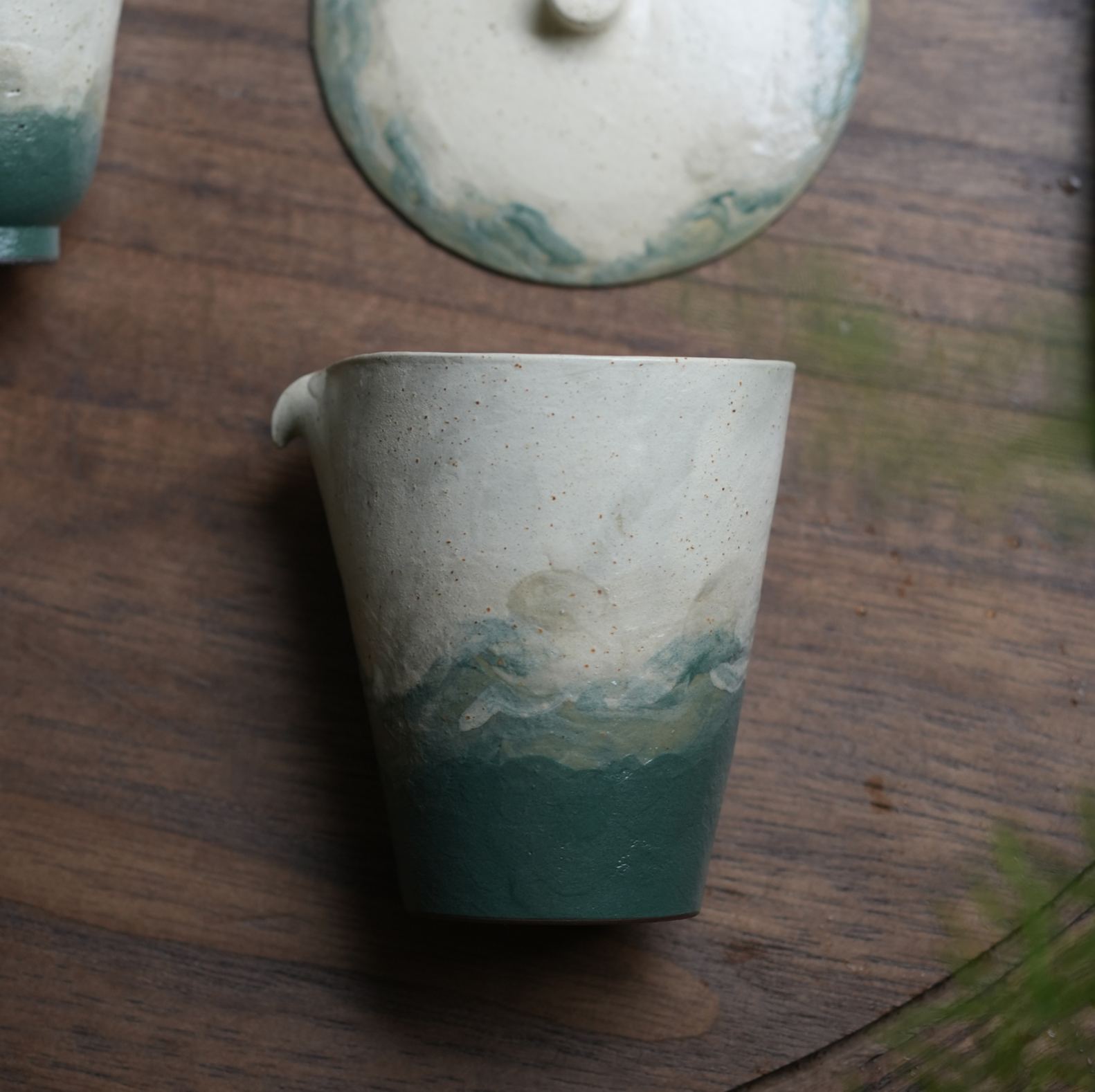 "Lake Veil" - Hand-Thrown Jingdezhen Stoneware Conical Fair Cup