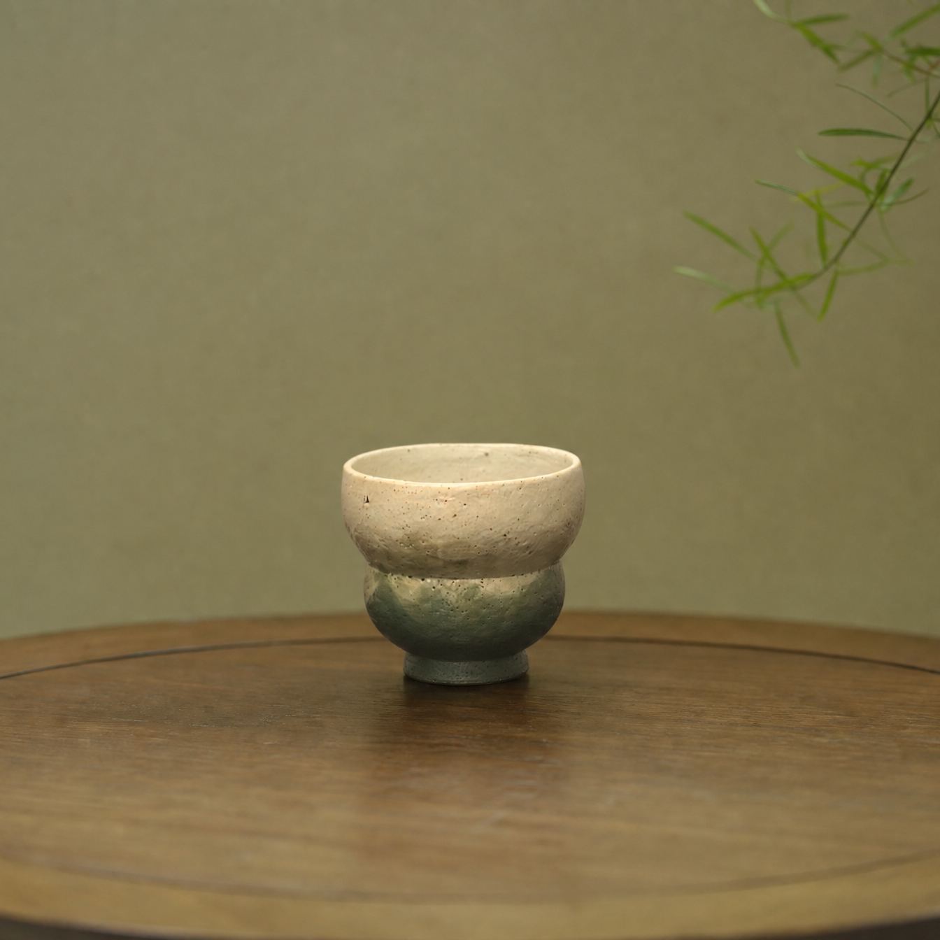 "Lake Veil" - Hand-Thrown Jingdezhen Stoneware Gourd Tea Cup