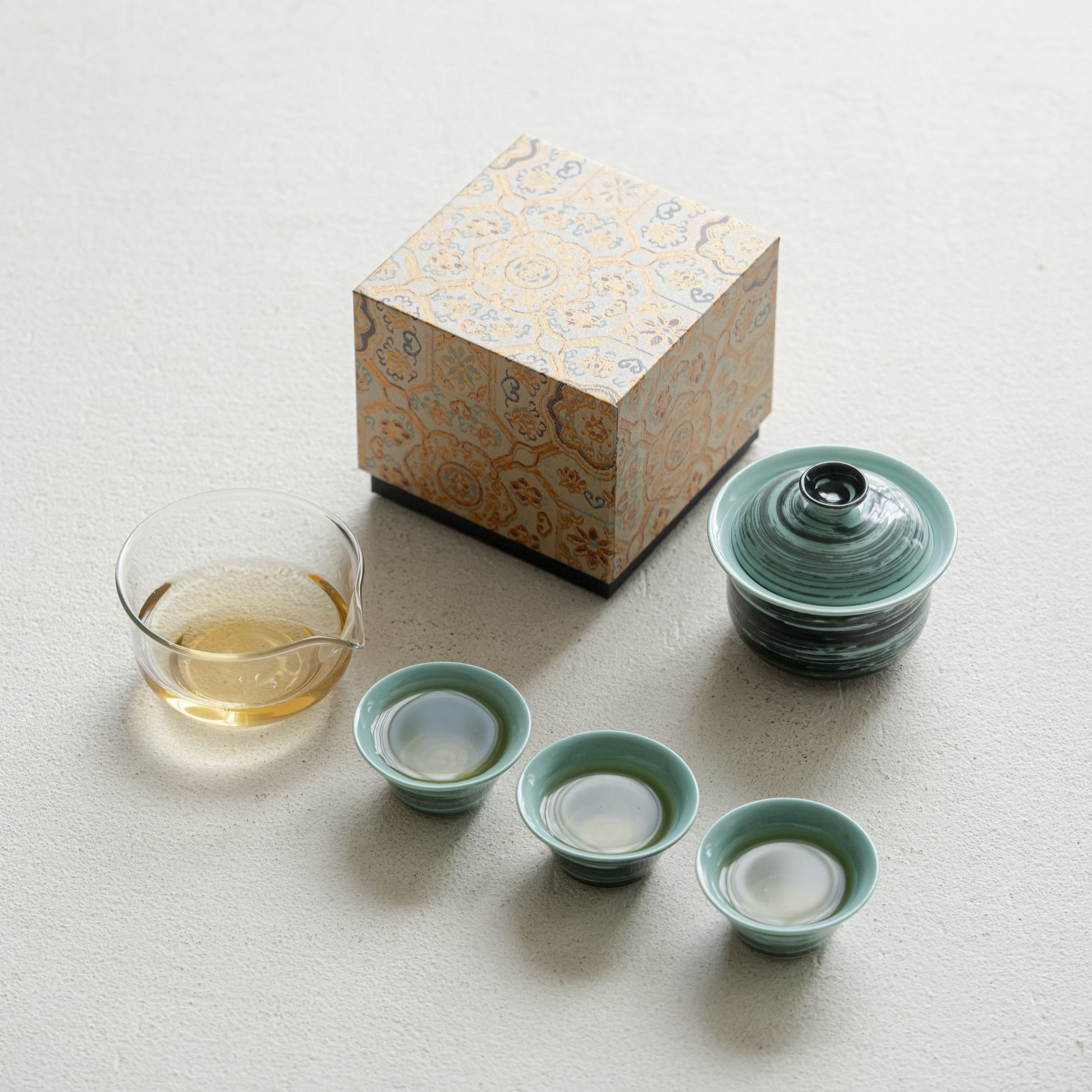 “Ripple” – Hand-Brushed Glaze Natural Texture Tea Set
