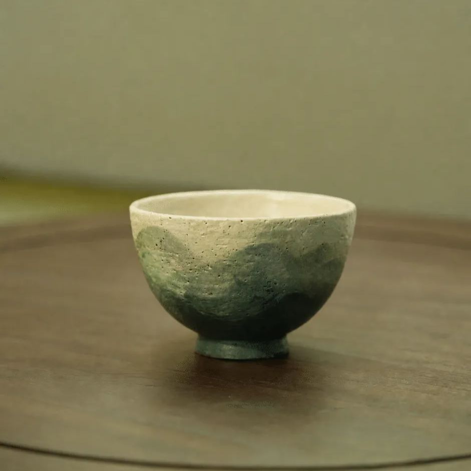 "Lake Veil" - Hand-Thrown Jingdezhen Stoneware Yuanrong Tea Cup