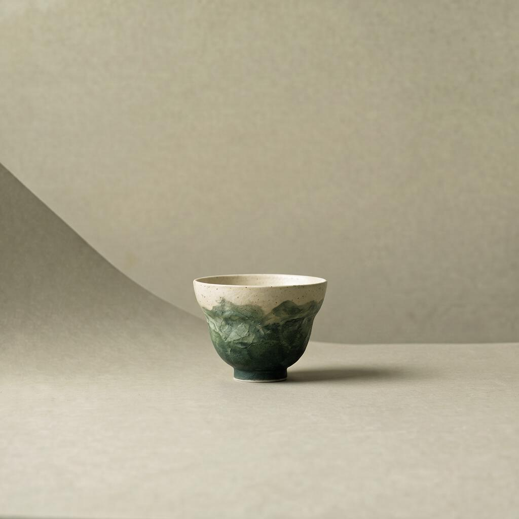 "Lake Veil" – Hand-Thrown Jingdezhen Porcelain Waisted Tea Cup