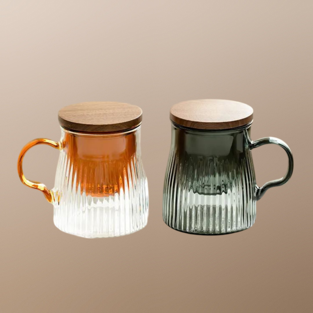 “Doric” - High Borosilicate Glass Mug with Infuser