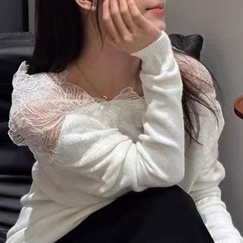 Cashmere Knitted Women's Lace Pullover Sweaters L0909