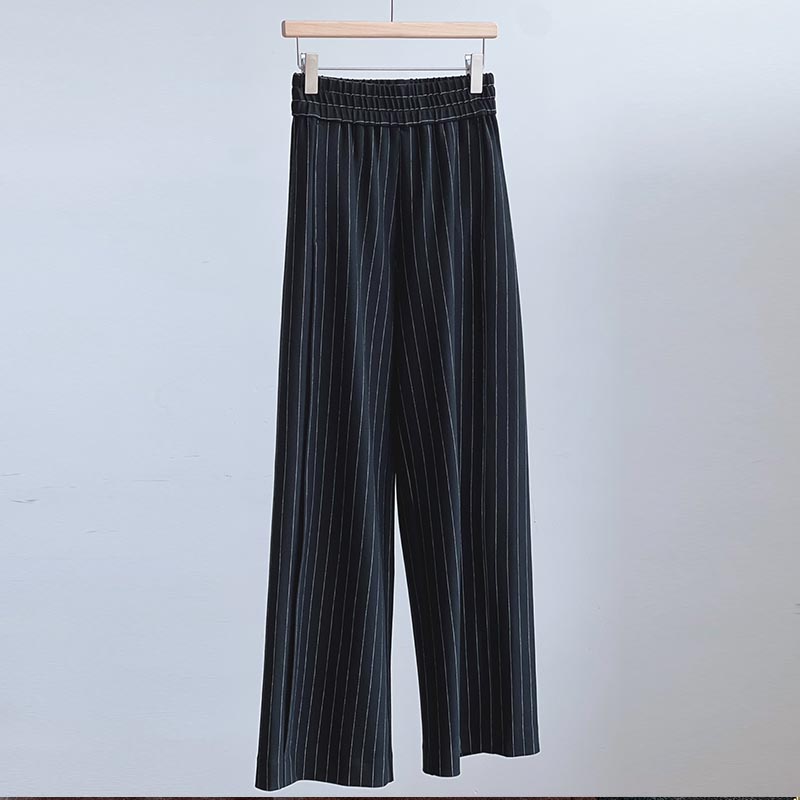 Womens Fashion Striped High Waist Loose Straight Trousers  C1277