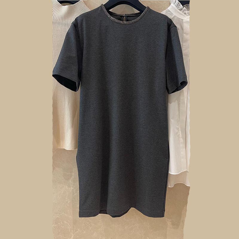 BC Leisure Minimalist High Quality Gray Cotton Midi Dress  C0106