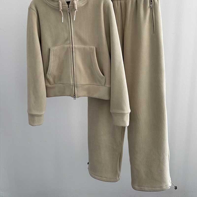 High-quality Solid color Shake Fleece Two Piece Suit  C0116