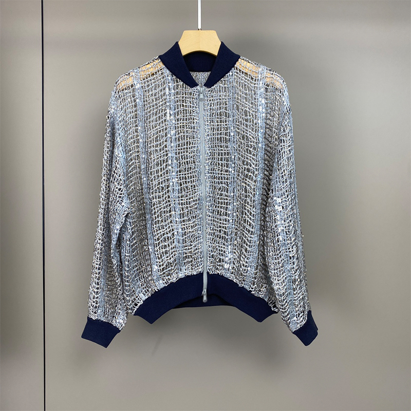 Linen Hollow Zipper Cardigan C0817