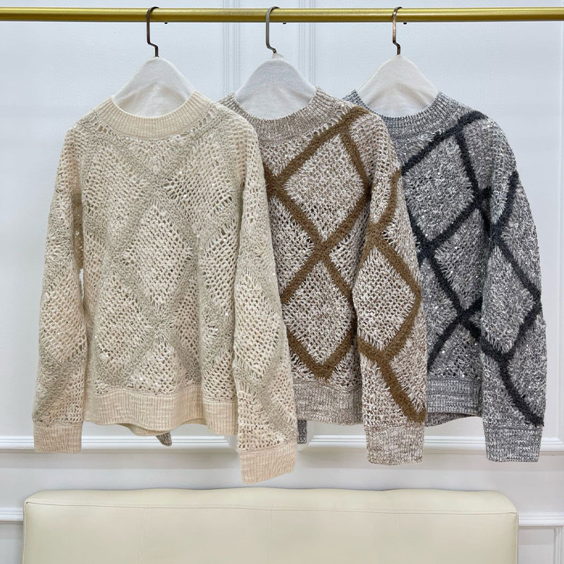 Wool Blend Long Sleeve Women's Knitted Pullover L0847