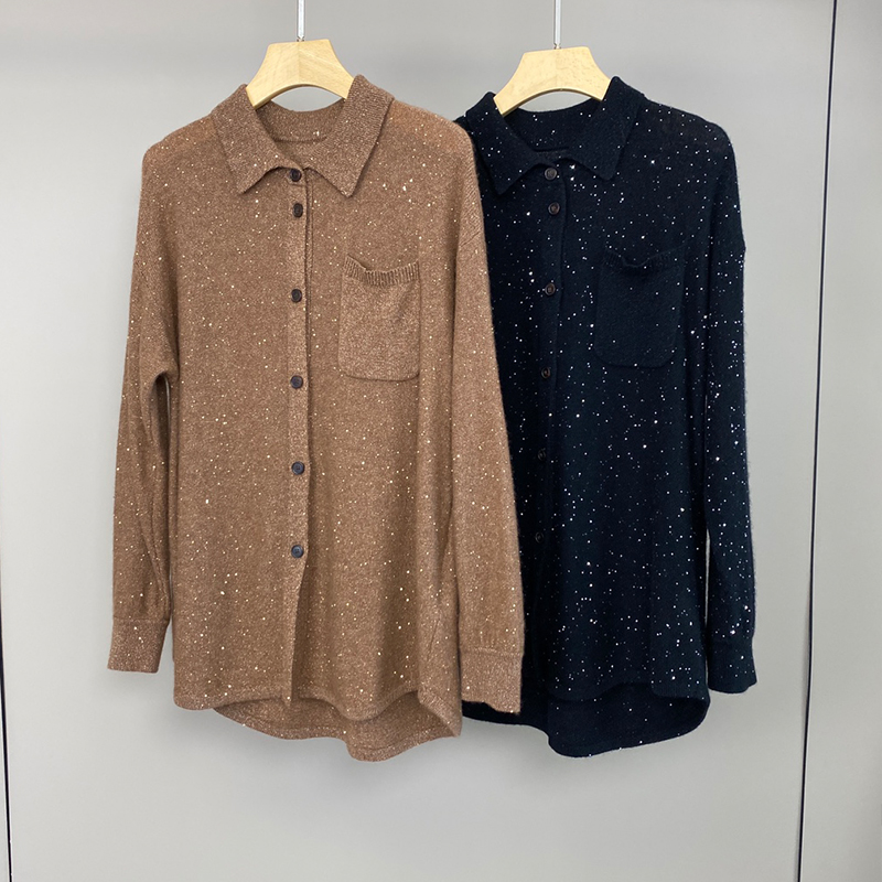 Nail Bead Sequin Knit Cardigan C0815