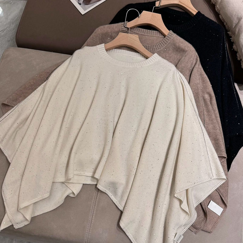 Designer New 3 Color Sequined Cashmere Cloak Shawl H0902