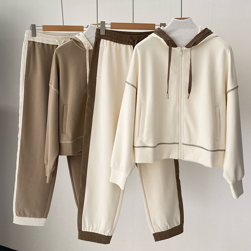 Color Matching Hooded Casual Narrow-legged Pants H0904