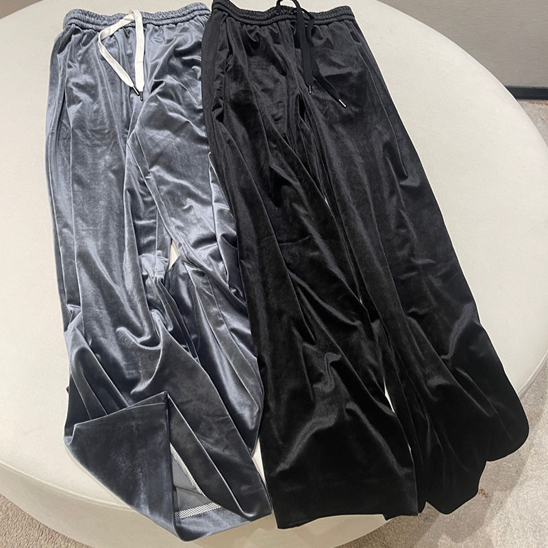  Color Velvet Drawstring Straight Pants H0906