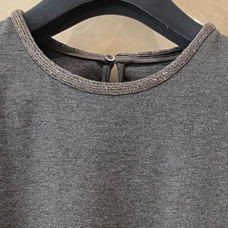 BC Leisure Minimalist High Quality Gray Cotton Midi Dress  C0106