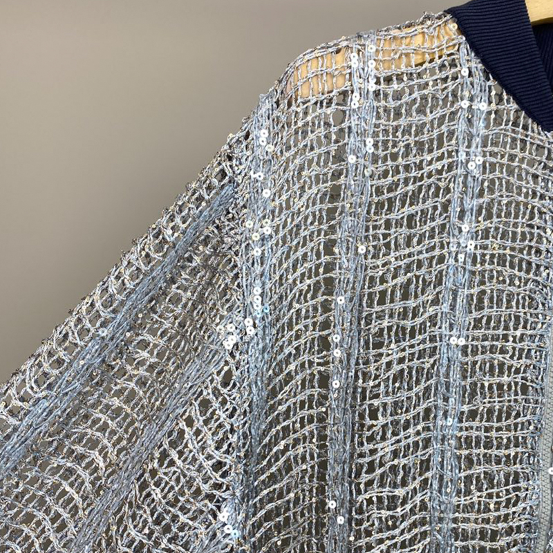 Linen Hollow Zipper Cardigan C0817