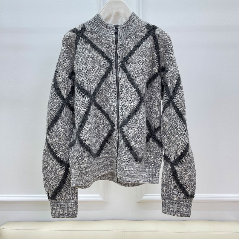 Sequined Long Sleeve Women's Cardigan Sweater L0848