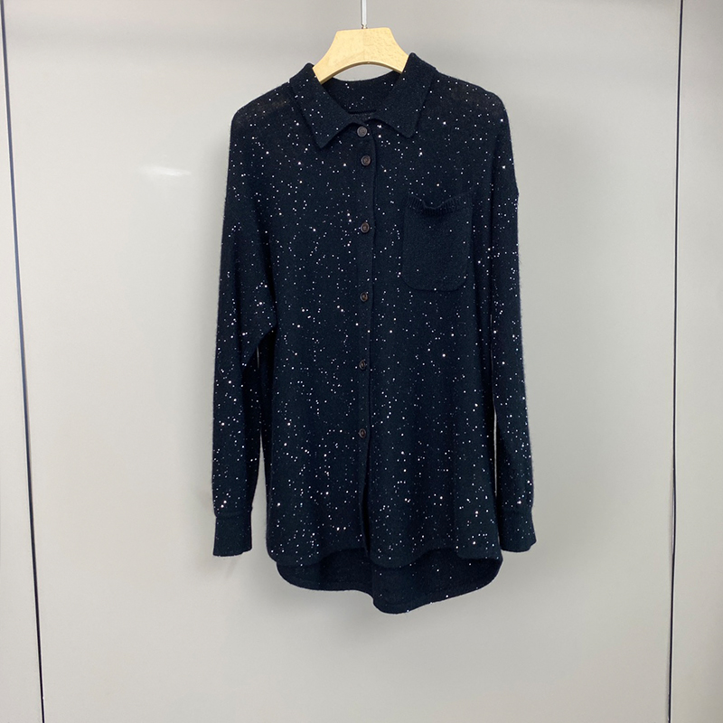 Nail Bead Sequin Knit Cardigan C0815