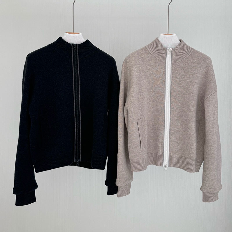 Fashion Zipper Wool Women's Knitted Cardigans L0903