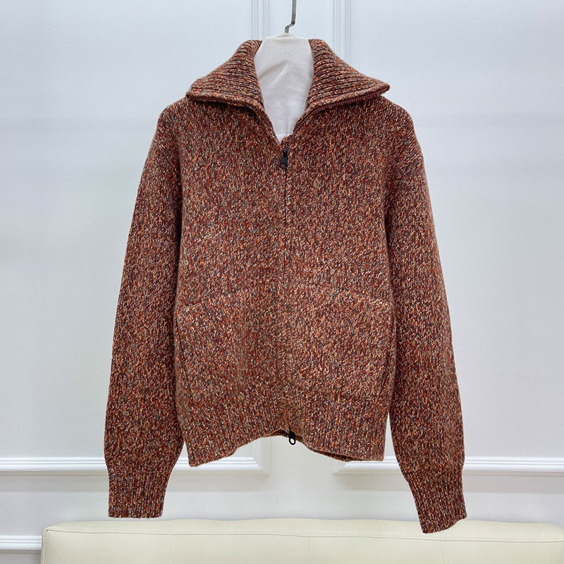  Luxury Fashion Zipper Lapel Women's Cashmere Cardigans L0908