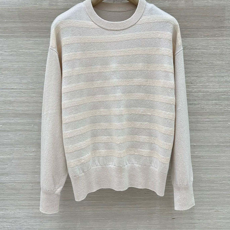  Cashmere Sequined Round Neck Pullover Sweater P0911