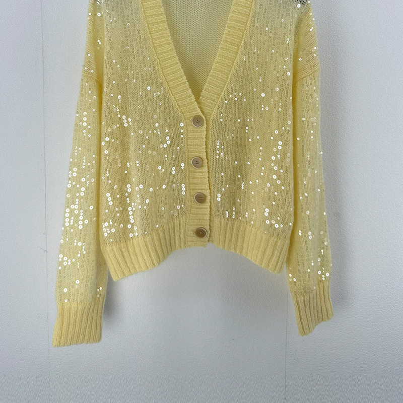 Single-breasted Designer Sequins Sweater C0826