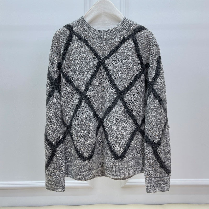 Wool Blend Long Sleeve Women's Knitted Pullover L0847