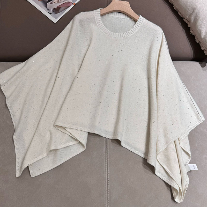 Designer New 3 Color Sequined Cashmere Cloak Shawl H0902