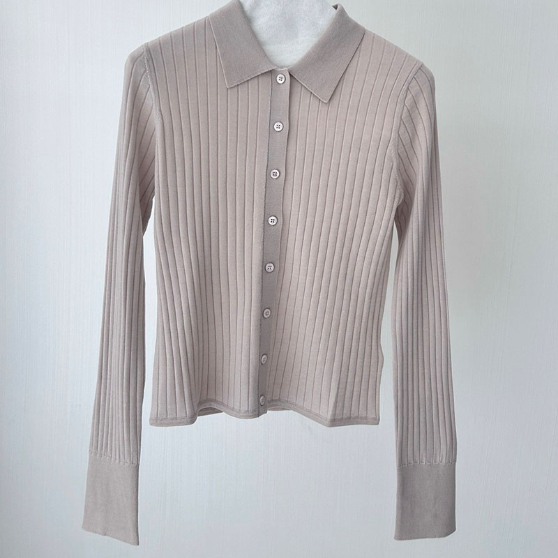 Single Breasted Turn Down Collar Slim Fit Cardigan P0903