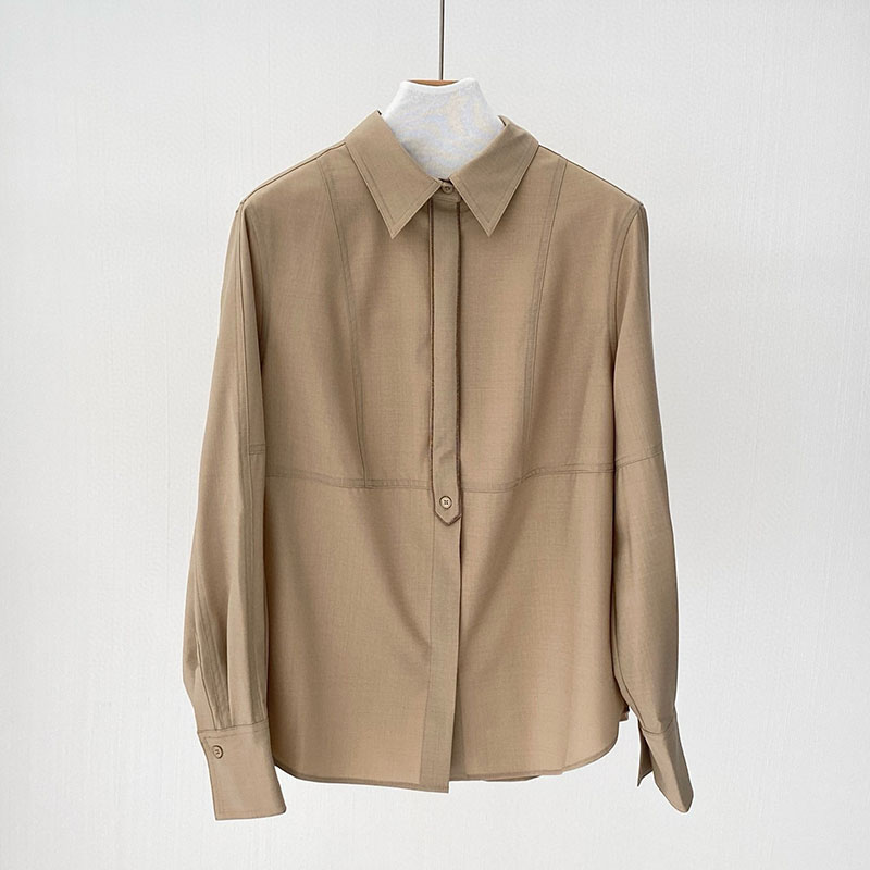 2-color Long Sleeve Lapel Button Wool T-shirt H0903