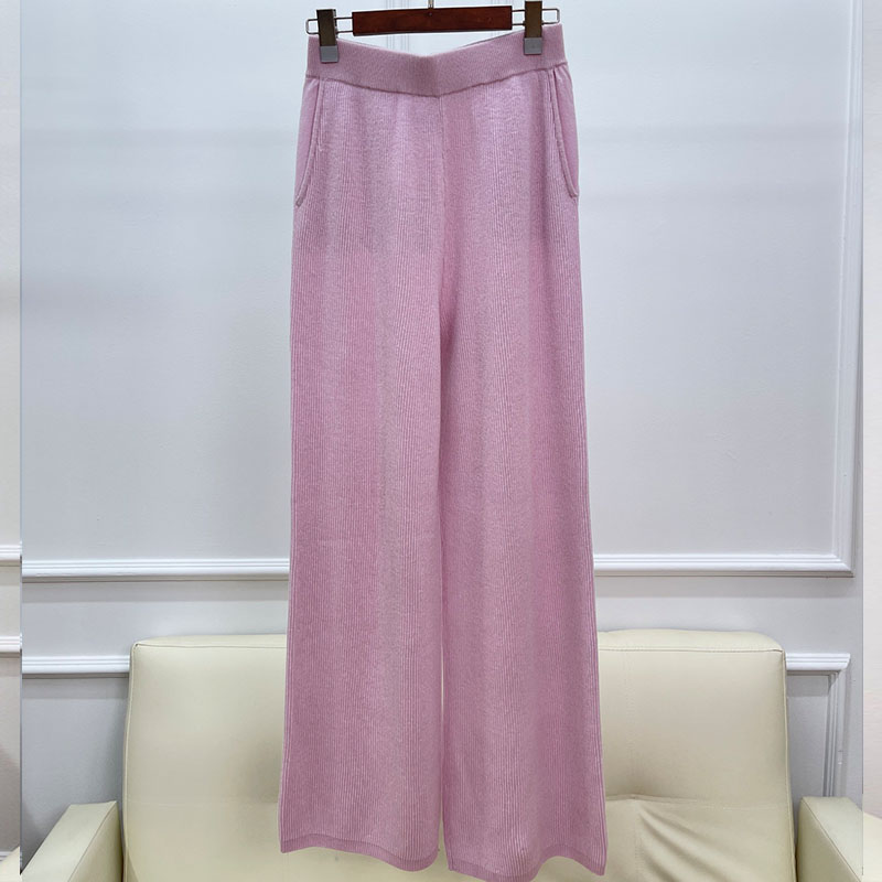 Solid Color Wool Straight Leg Knitted Women's Pants P0907