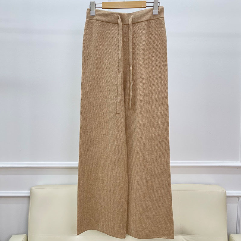 Elastic Waist Straight Leg Lace Up Knitted Women's Pants P0910