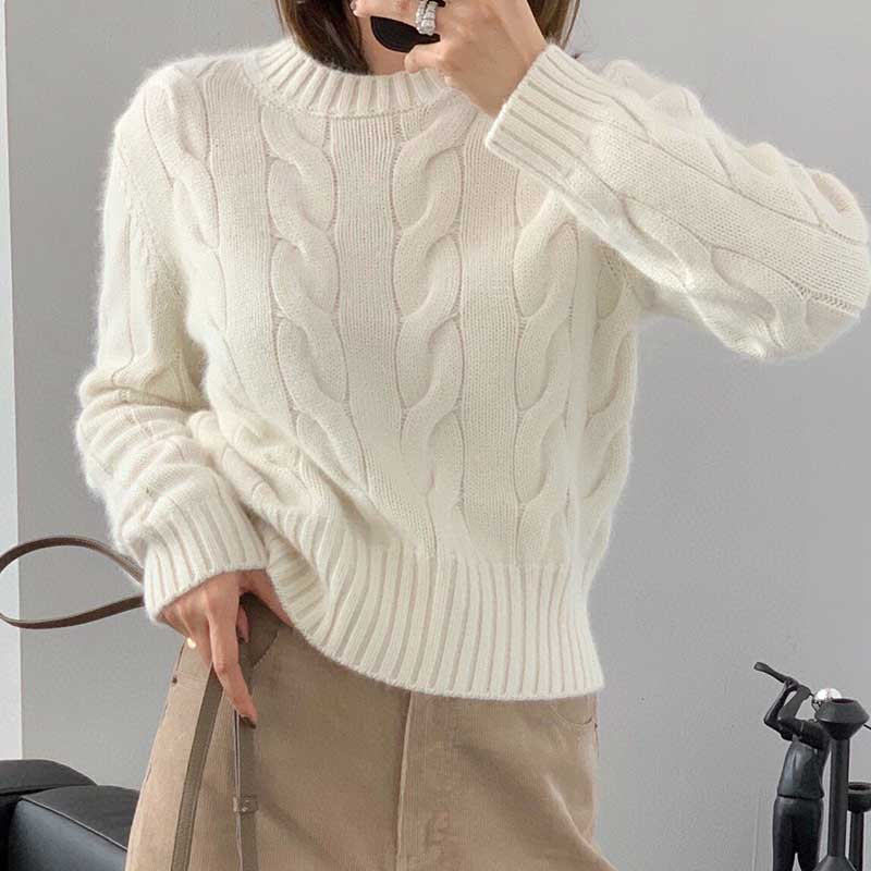 Designer Women Cashmere Fried Dough Twists Pullover  C0114