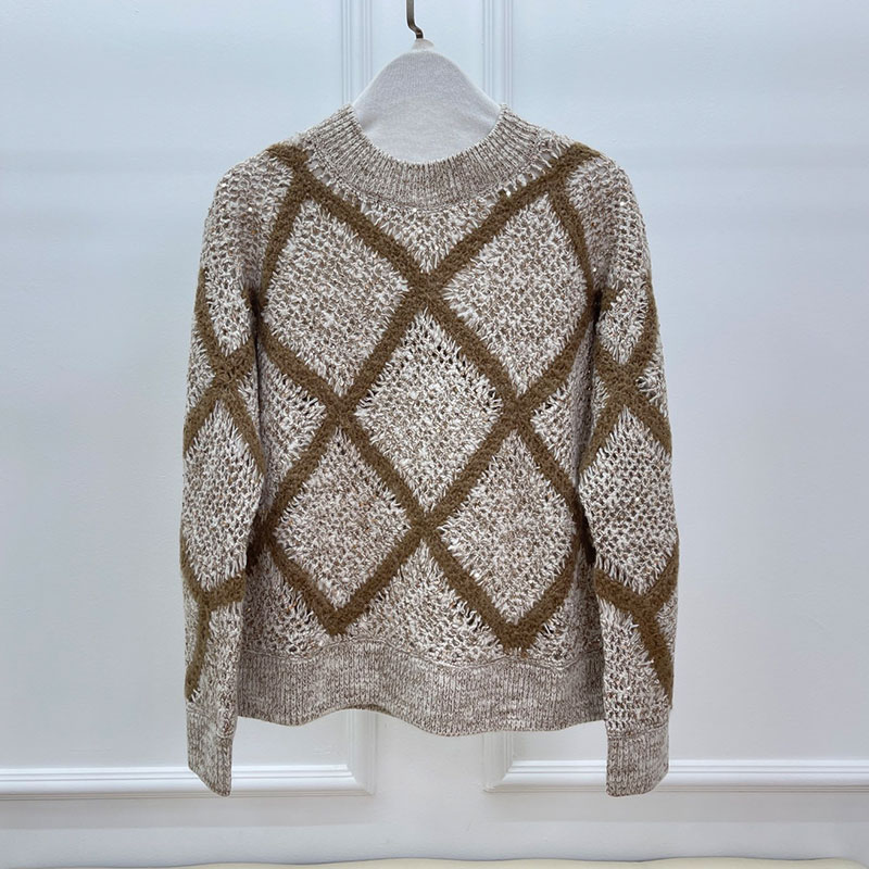 Wool Blend Long Sleeve Women's Knitted Pullover L0847