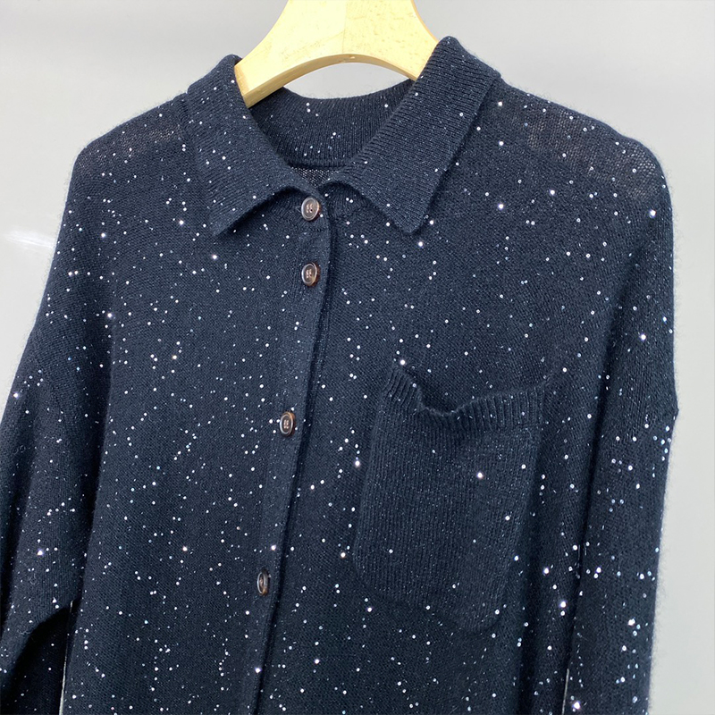 Nail Bead Sequin Knit Cardigan C0815