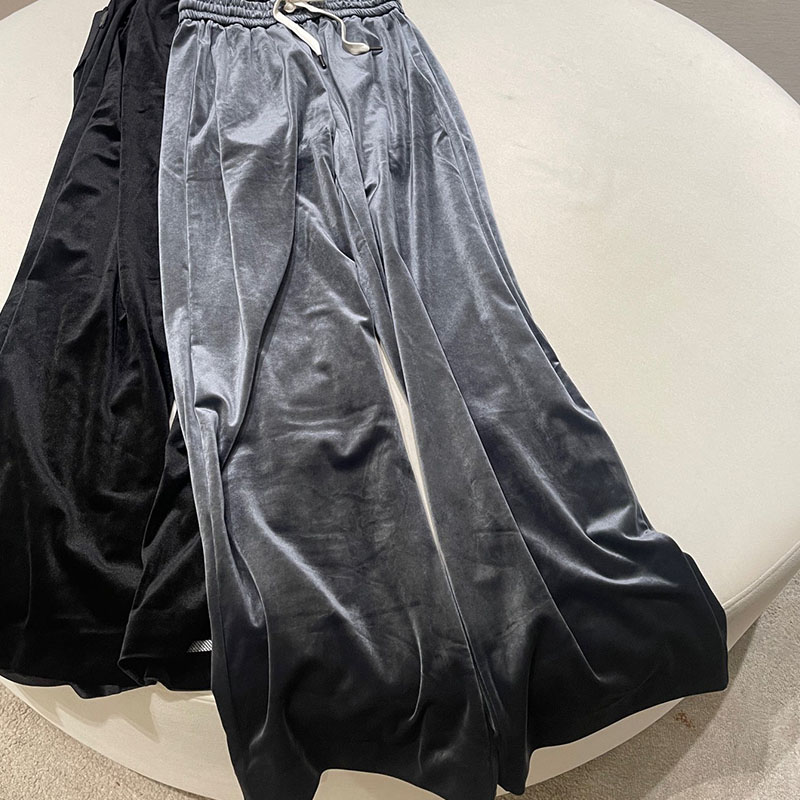 Color Velvet Drawstring Straight Pants H0906