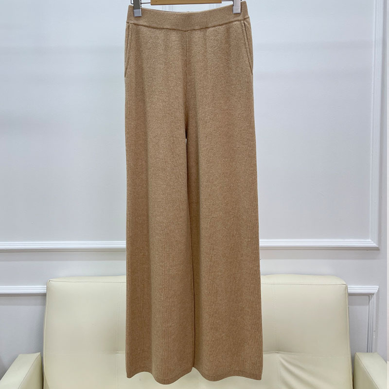 Solid Color Wool Straight Leg Knitted Women's Pants P0907
