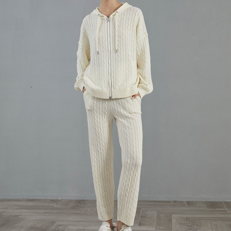 Wool Fried Dough Twists Sequin Knitting Two-piece Set P0844