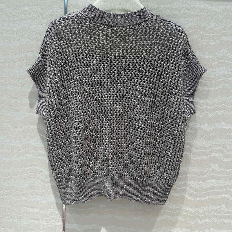 Sequined V-neck Sleeveless Pullover C0827