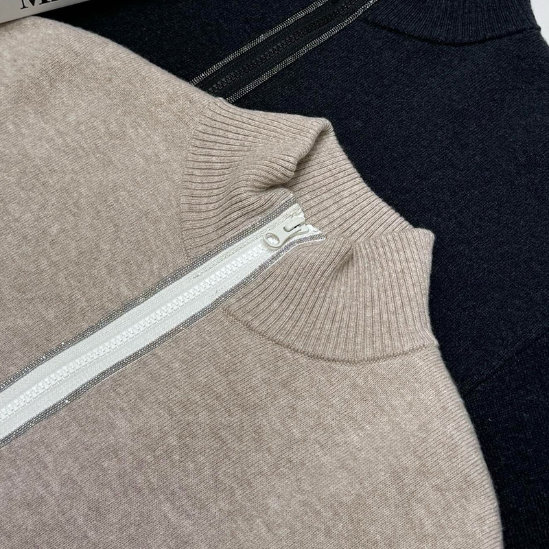 Fashion Zipper Wool Women's Knitted Cardigans L0903