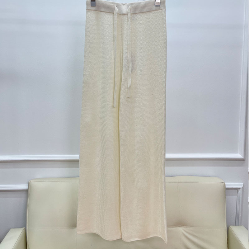 Elastic Waist Straight Leg Lace Up Knitted Women's Pants P0910