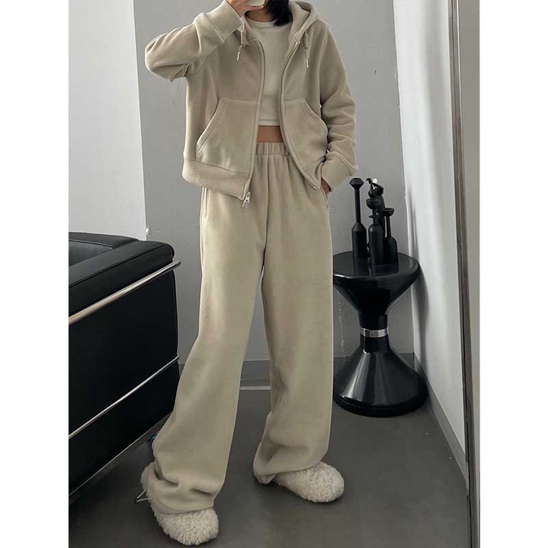 High-quality Solid color Shake Fleece Two Piece Suit  C0116