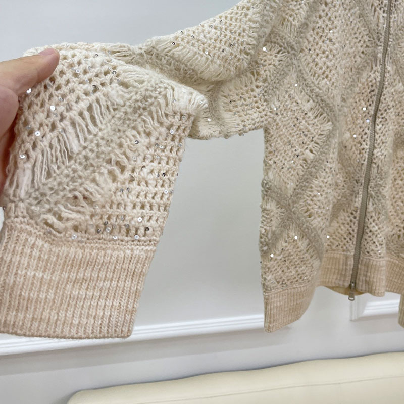 Sequined Long Sleeve Women's Cardigan Sweater L0848