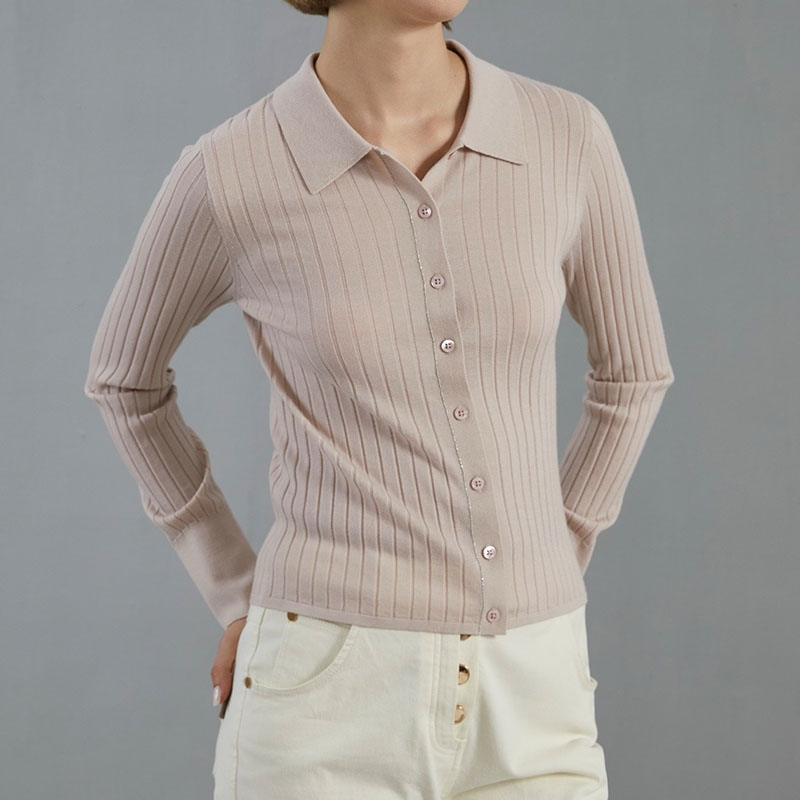 Single Breasted Turn Down Collar Slim Fit Cardigan P0903