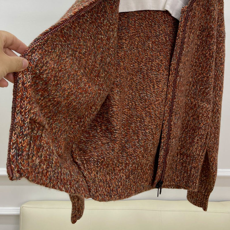  Luxury Fashion Zipper Lapel Women's Cashmere Cardigans L0908