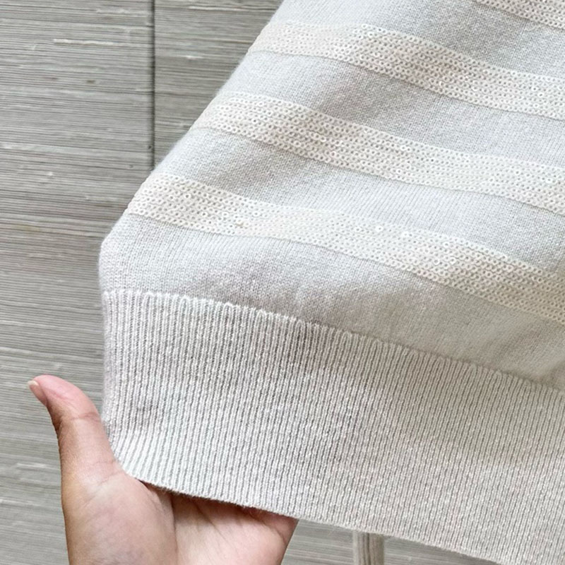  Cashmere Sequined Round Neck Pullover Sweater P0911