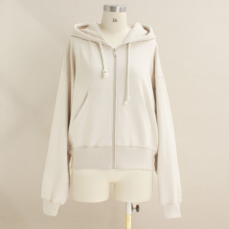 Fashion Solid Color Sweat Suits Zipper Hoodie Wide-leg Pants D0842