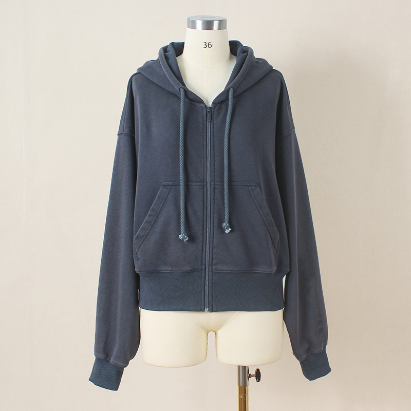 Fashion Solid Color Sweat Suits Zipper Hoodie Wide-leg Pants D0842