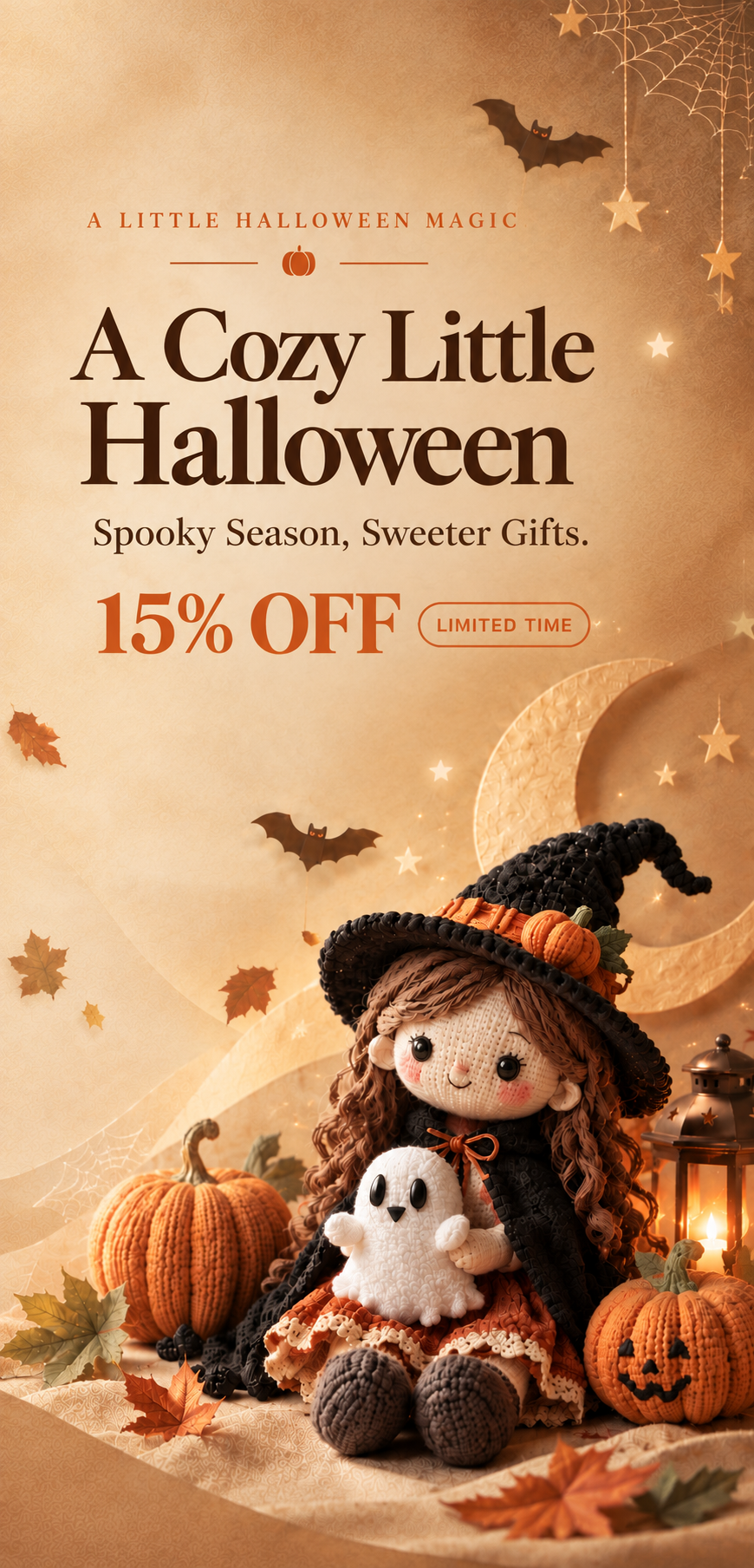 Apripex Halloween Sale – Handmade Crochet Witch Doll and Personalized Gifts, 15% Off Sitewide