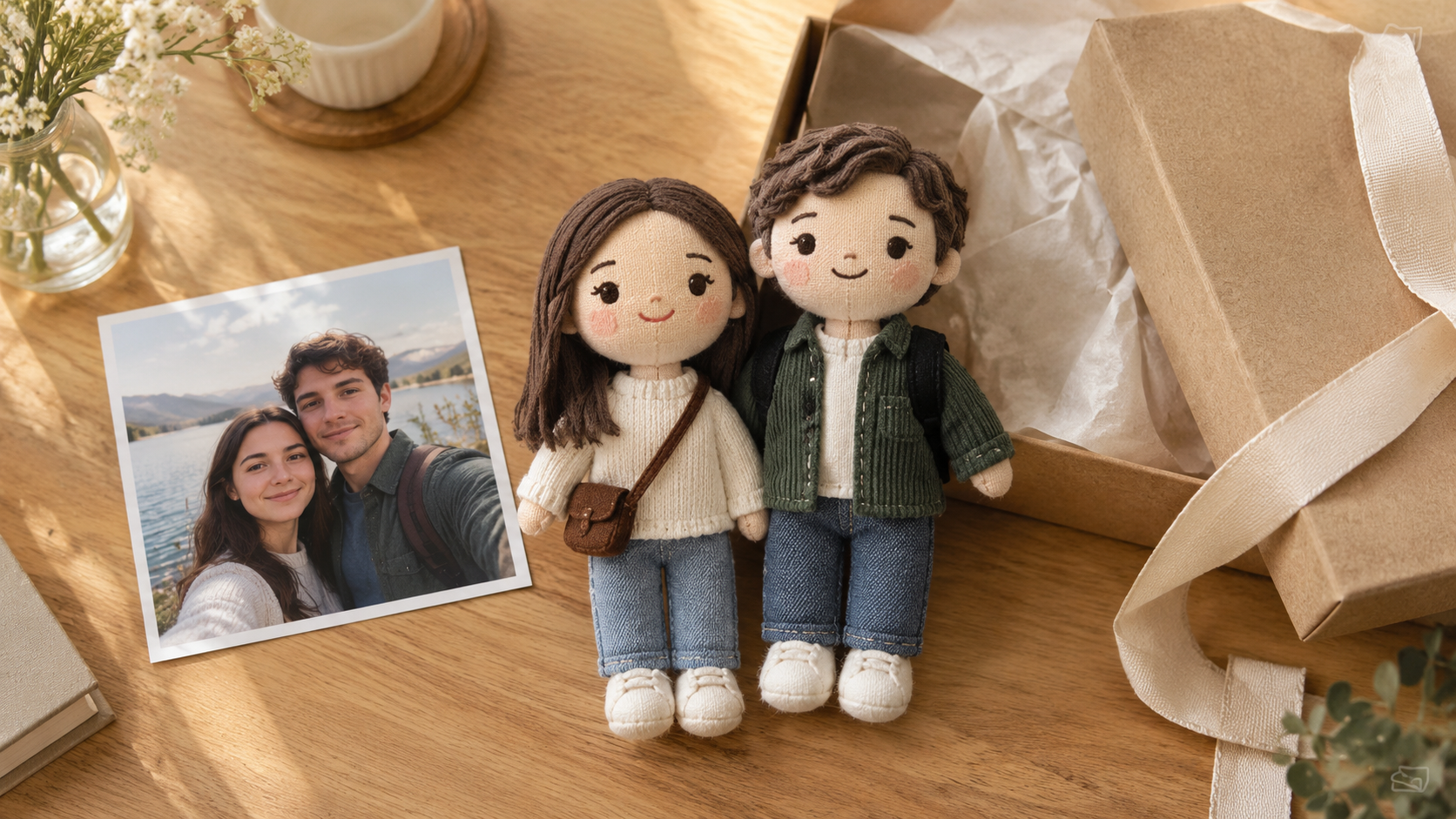 a favorite couple photograph into a meaningful personalized doll gift