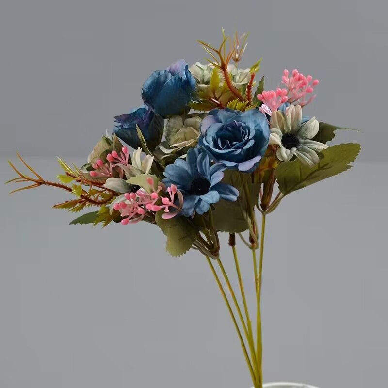 Rose Daisy Faux Flowers Bouquet Boho Mini Dry Flower Bouquets Letterbox Bouquet-Apripex